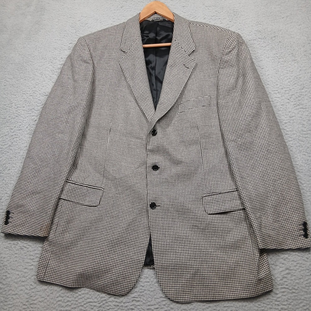 Today's Man Blazer‎ 46L Houndstooth Wool Cashmere Blend Made in Italy